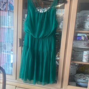 Elegant Green Sleeveless Mini Dress